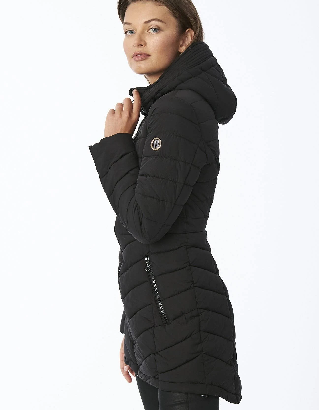 Bernardo EcoPlume Quilted Micro Touch Coat - Black