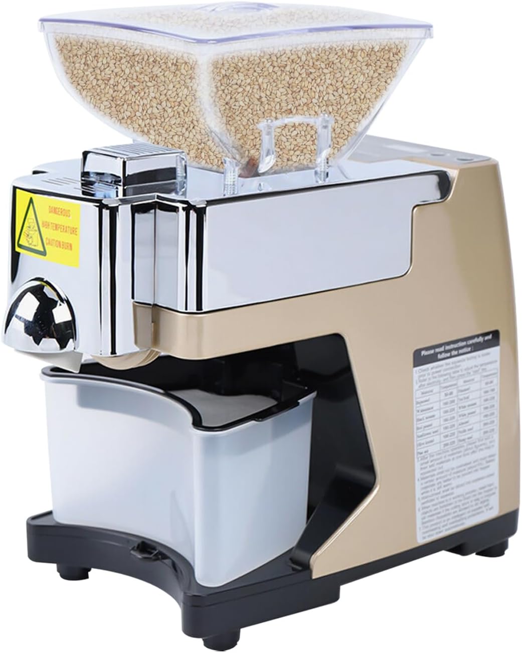 Fully Automatic Oil Press Machine, 530W Cold & Hot Oil Extractor, Stainless Steel Oil Expeller Press Mill, Household Organic Oil Press Mill Presser Maker