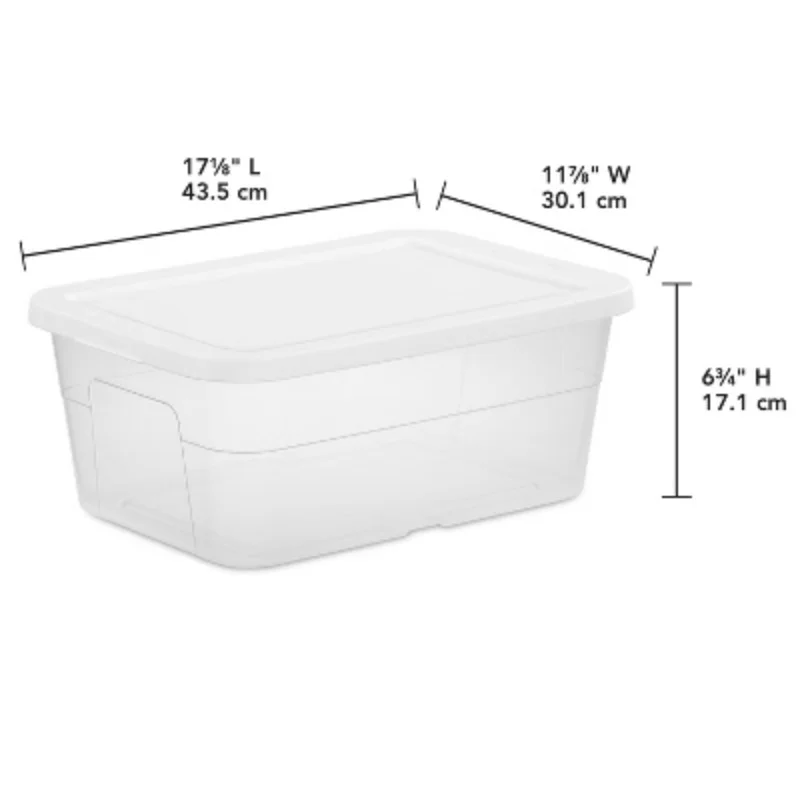 16qt Clear Storage Box + White Lid – Stackable, Transparent for Easy Organizing