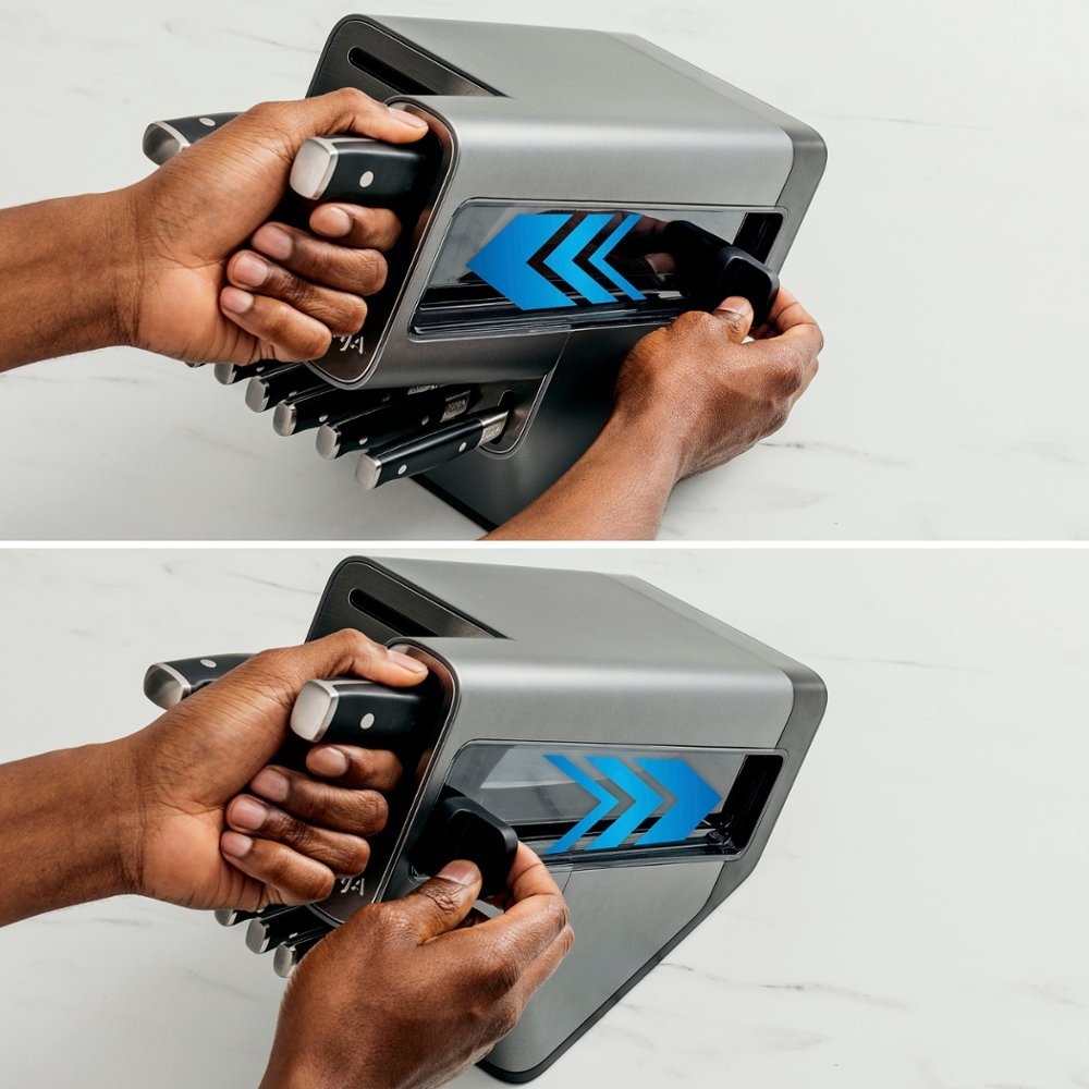 Open Box Ninja K32012 Foodi NeverDull Premium Knife System, 12 Piece Knife Block Set with Built-in Sharpener, German Stainless Steel Knives, Black