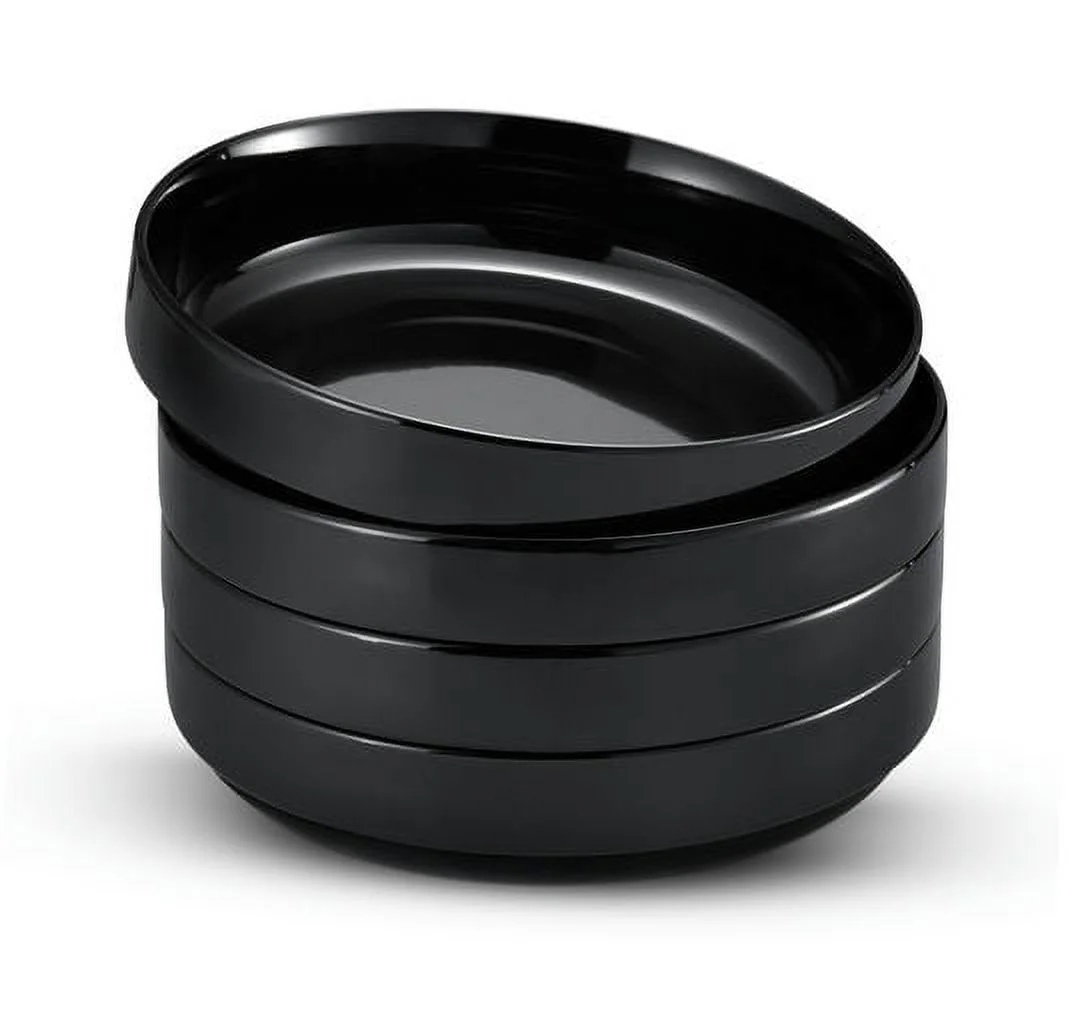 Kook Ceramic Pasta Bowls,Black , 47 oz, Set of 4