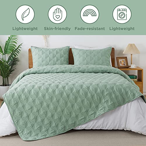 Litanika Twin Size Summer Quilt Comforter Teal - Lightweight Bedspreads & Coverlets Turquoise - Bedding Cover Bed Decor All Season - 2 Pieces (1 Quilt, 1 Pillowcase)