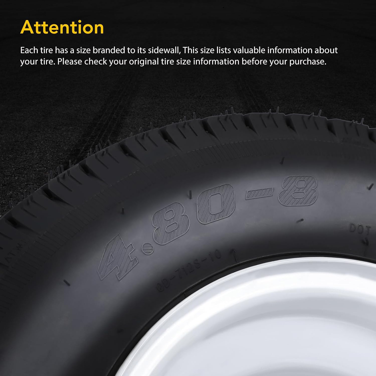 4.80-8 4.80x8 480-8 4.80-8 Trailer Tires with 8'' Rims, 4 Lug on 4'', Load Range C, 6PR