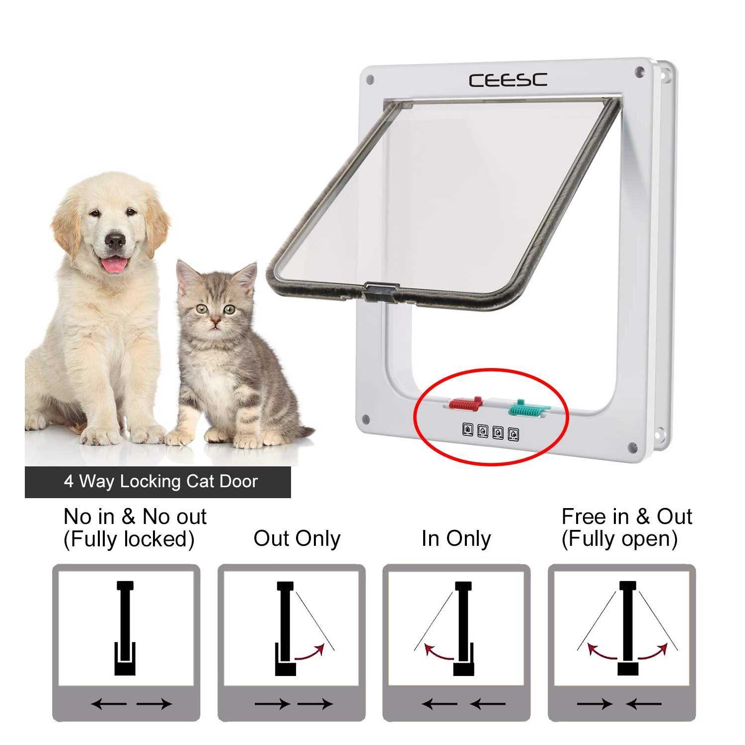 CEESC Extra Large Cat Door 4 Way Locking Large Cat Door for Interior Exterior Doors - Pet Supplies online store