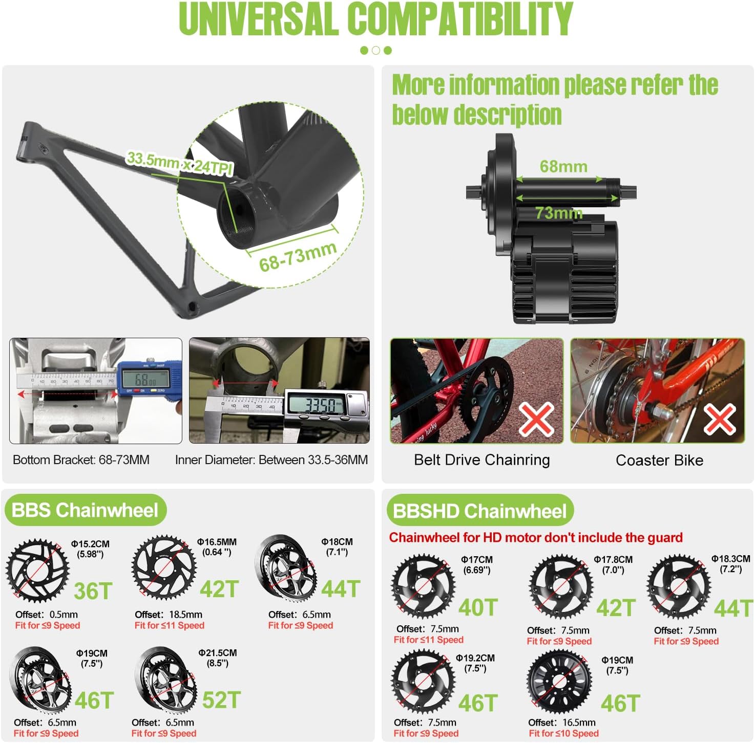 BAFANG Ebike Conversion Kit,BBS02 BBSHD Mid Drive Kit with Battery(Optional) Gear Sensosr for BB68-73MM Moutain Bike,Commuter Bike,Trike(EKD01,48V20AH Shark Battery)