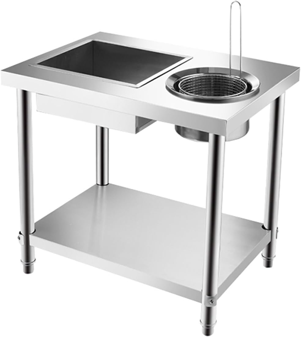 Versatile Breading Table Fried Food Prep Station Stainless Steel Commercial Kitchen Prep & Work Table Stainless Steel Breading Station for Various Food Outlets
