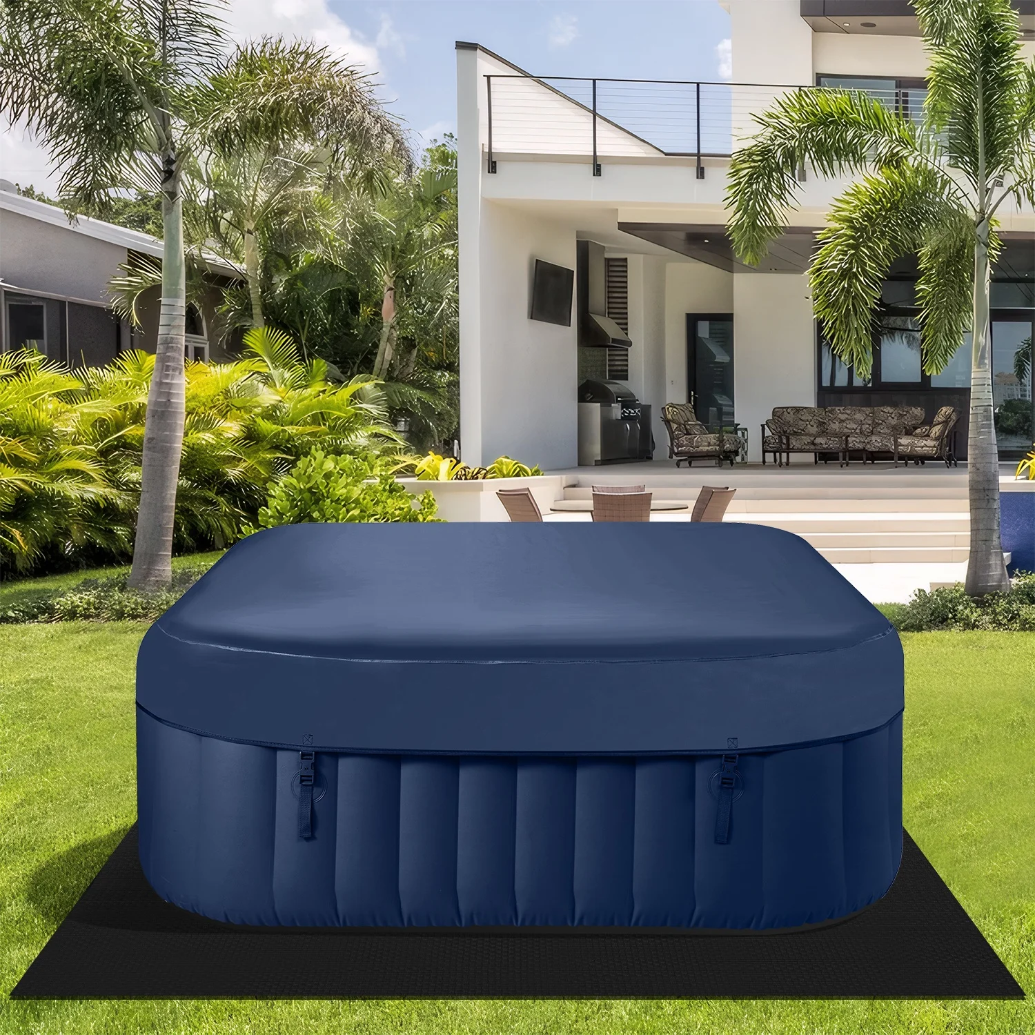Upgraded Inflatable Hot Tub, Seizeen 6 Person Hot Tub with Hidden Pump, Portable Spa Tub Outdoor Indoor Use w/130pcs Jet, Lockable Cover, Storage Bag, Cover, 240gal