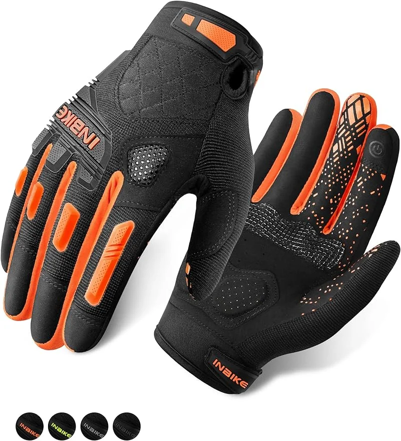 INBIKE MTB Mountain Bike Gloves Touchscreen with Thicken EVA Padded & TPR Knuckle Protection for BMX MX ATV Motorcycle