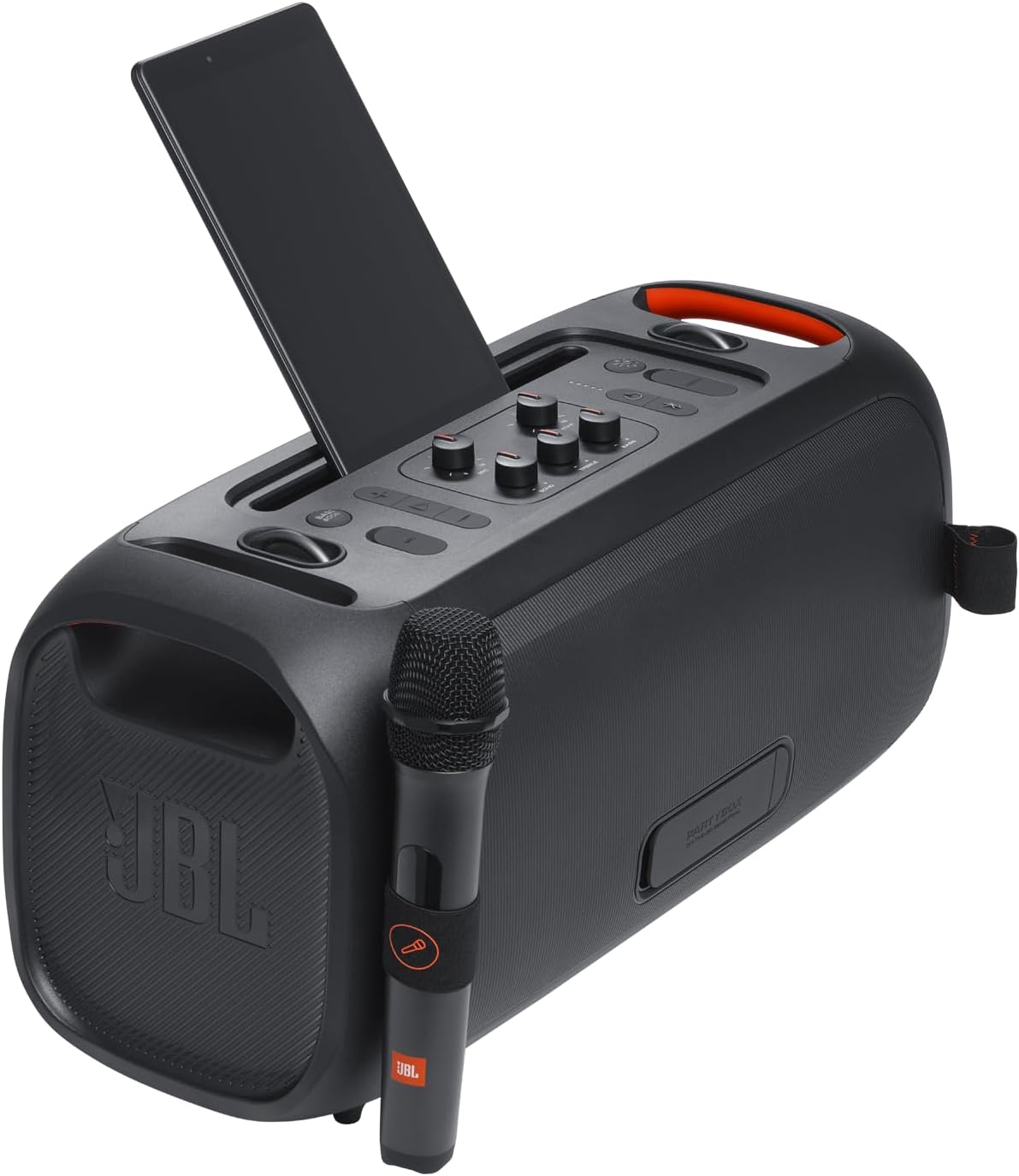 JBL PartyBox On-The-Go Essential - Portable party speaker with built-in lights and wireless mic - Black (Renewed)
