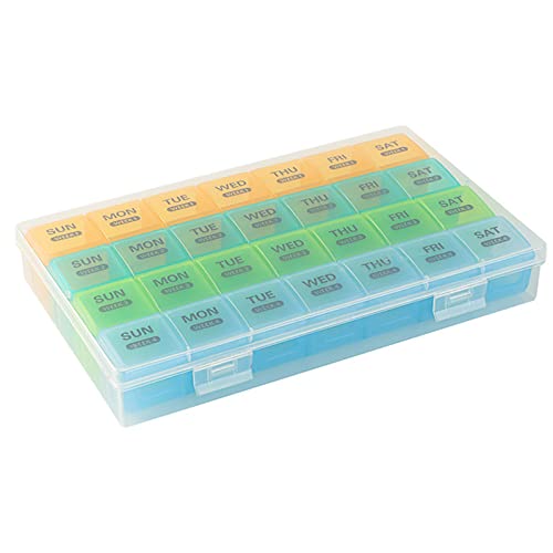 Monthly Pill Organizer 1 Time a Day with DustProof Case, Extra Large 4 Weeks Pill Box Once a Day, 28 Days Pill Container 1 Per Day, Weekly Vitamin Case, Daily Medicine Organizer for Fish Oil