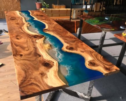 Custom Made Live Edge with River Wave Look Table Epoxy Dining Table Coffee Table End Table Bar Counter Top Living Room Table Wall Art Wooden Table (16.5