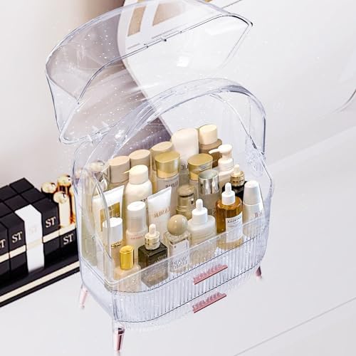 Makeup Organizer for Vanity, Fabulous Skincare Organizer, Fit for Bathroom,Living room,Bedroom Countertop,College Dorm (Crystal White)
