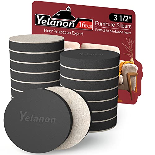 Yelanon Furniture Sliders - 8 pcs 3 1/2” Round Furniture Sliders for Carpet and Hardwood Floors, Heavy Duty Furniture Movers Sliders, Reusable Moving Pads, Floor Protectors for Multi-Surface