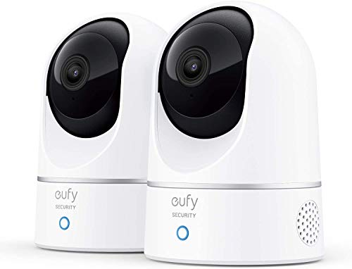 eufy Security Indoor Cam E220, Camera for home Security, Pan & Tilt, Dog/Pet Camera, 2K Wi-Fi Plug-in, Motion Tracking, Motion Only Alerts, Night Vision, HomeBase 3 Compatible, Voice Assistant Support