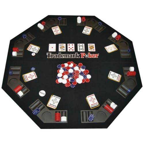 Poker Table Topper - Foldable Texas Hold 'Em Set with Carry Case, 300 Poker Chips, 2 Decks of Cards, and Dealer and Blind Buttons by Trademark Poker