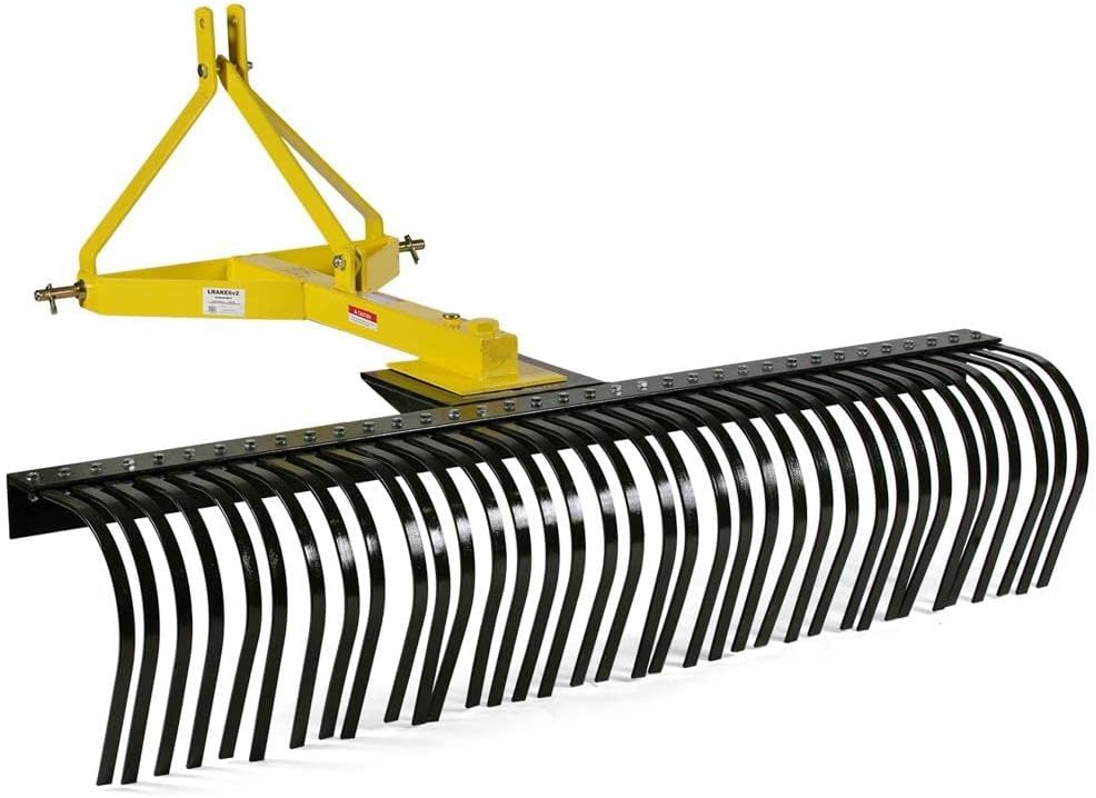 Titan Attachments 6 Landscape Rake for Compact Tractors, Quick Hitch Compatible