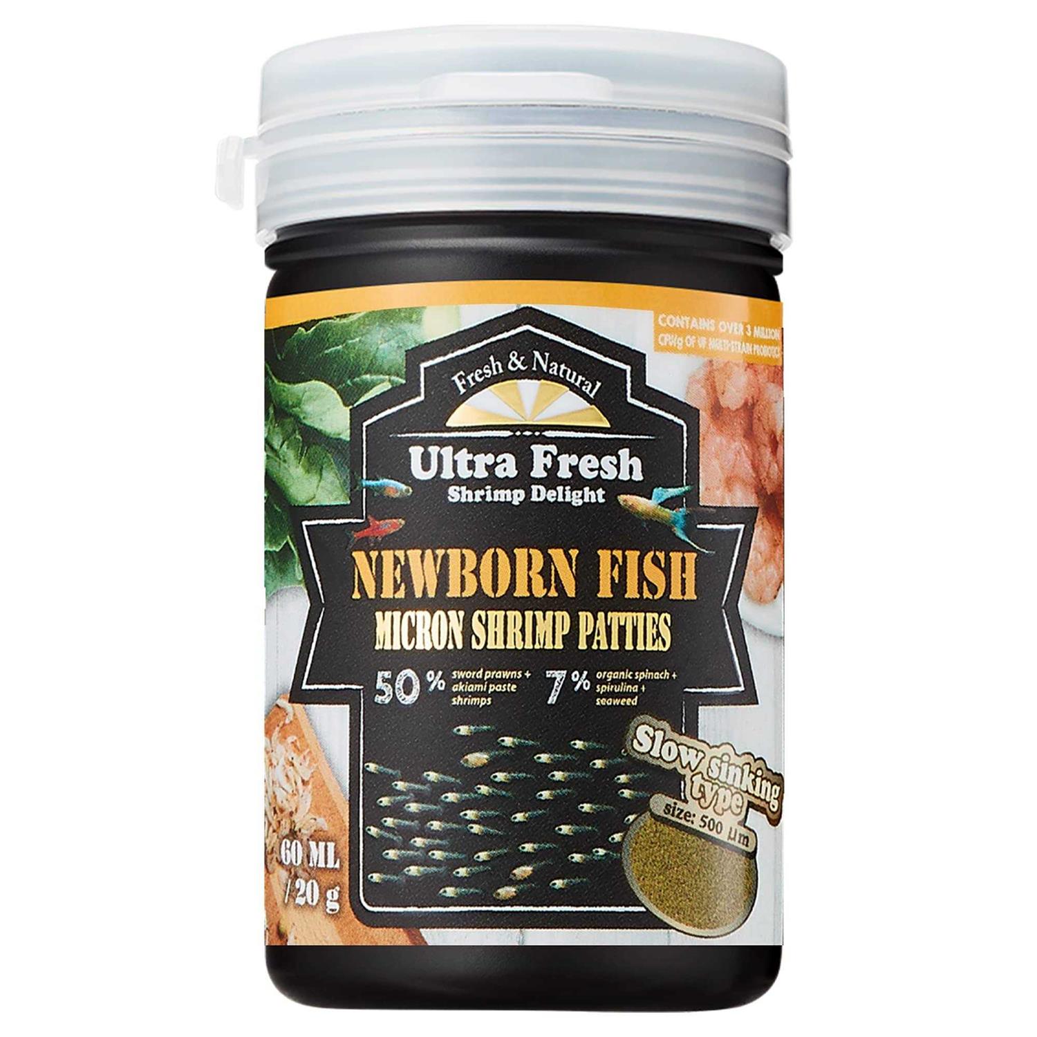 Ultra Fresh Baby Fish Food, 50% Sword Prawns Shrimps, Slow Sinking, Substitute for Baby Brine Shrimp, for Fry's Health and Cleaner Water - Pet Supplies online store