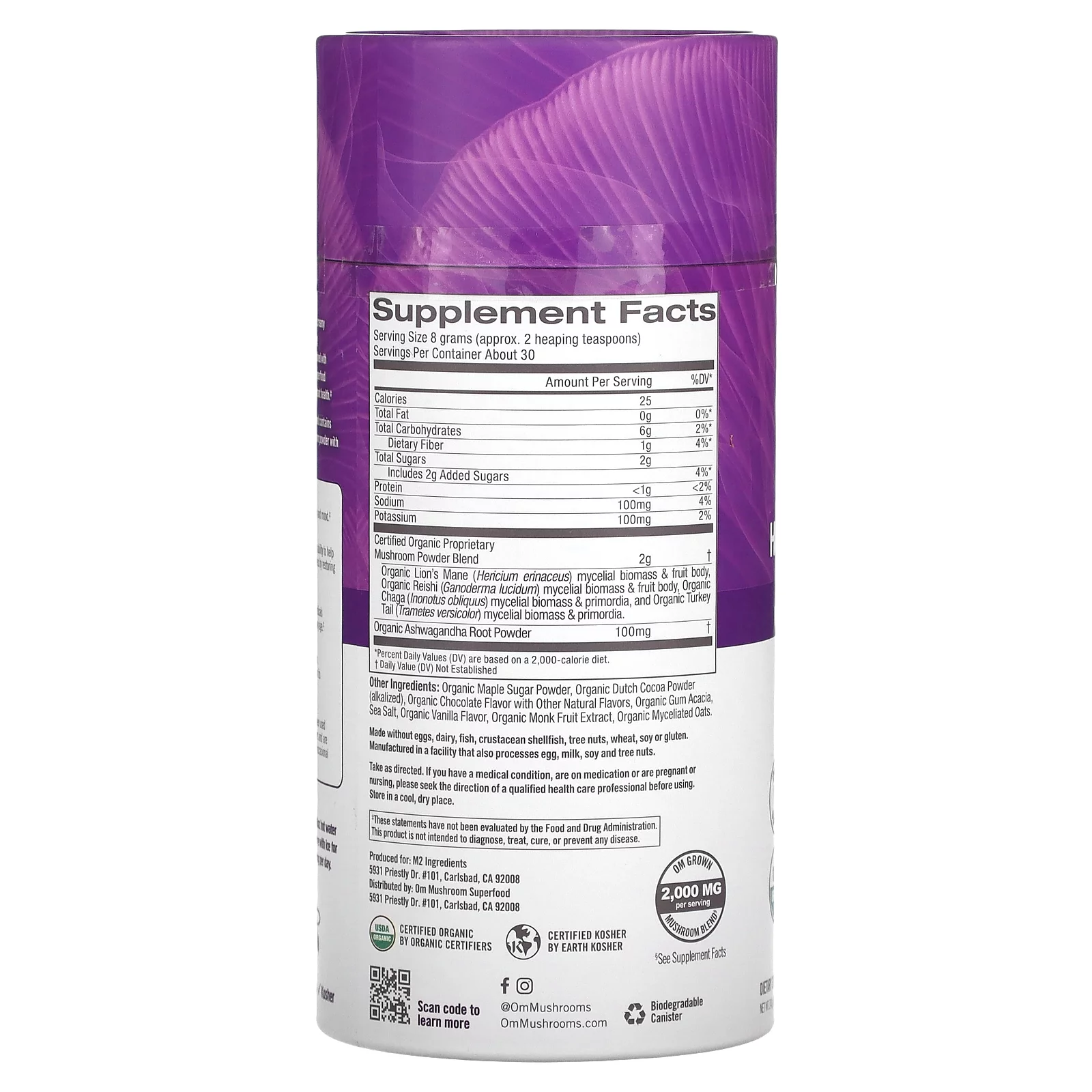 Om Mushroom Superfood Mushroom Hot Chocolate Blend Powder, 240 Gms