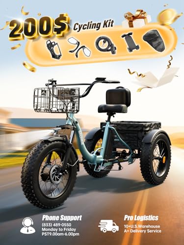 Electric Tricycle for Adults 960W Peak, 36V 15AH Battery Ebike 50 Miles Range with Large Rear Basket, Electric Trike 20