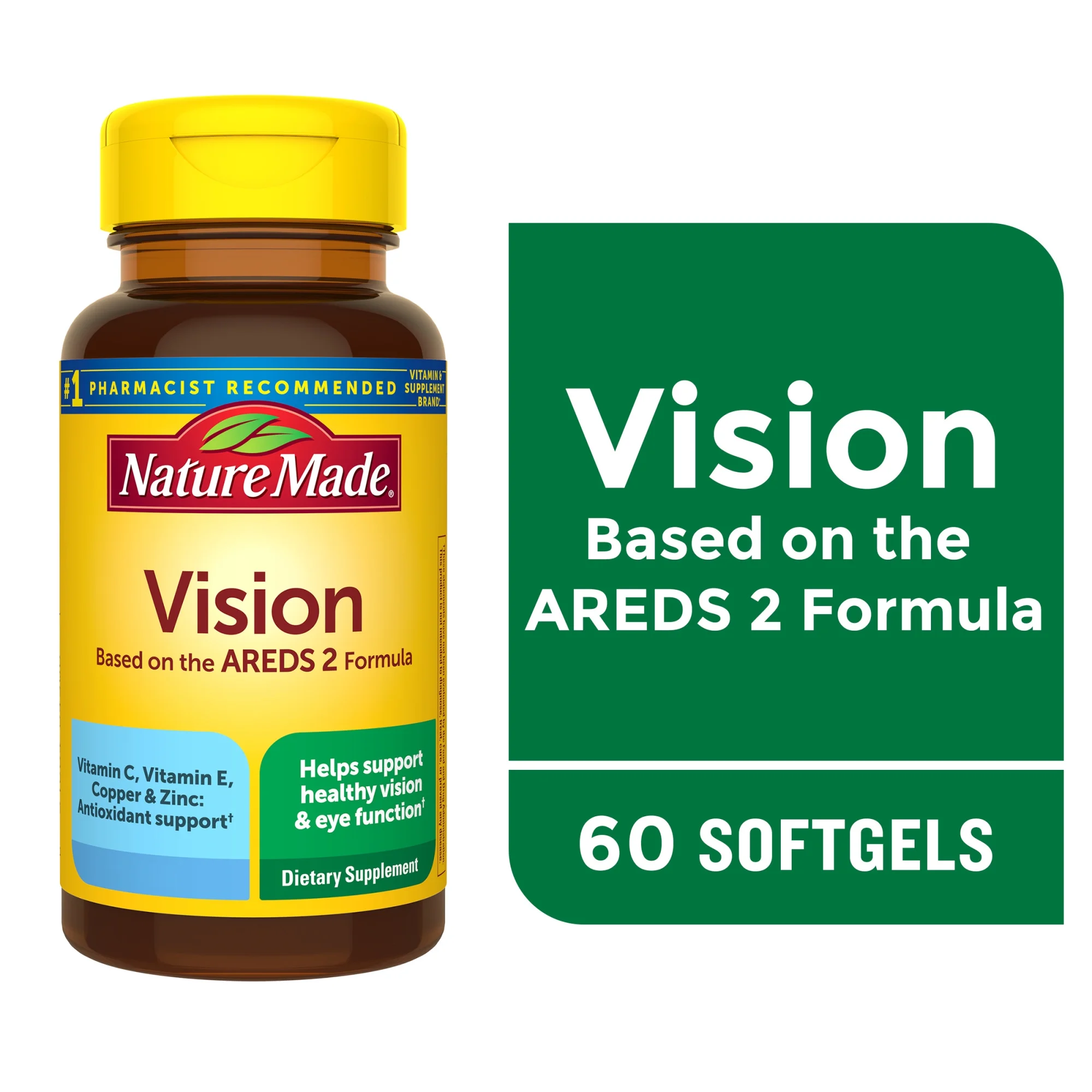 Nature Made Vision Based on the AREDS 2 Formula Softgels, Eye Vitamins, 60 Count