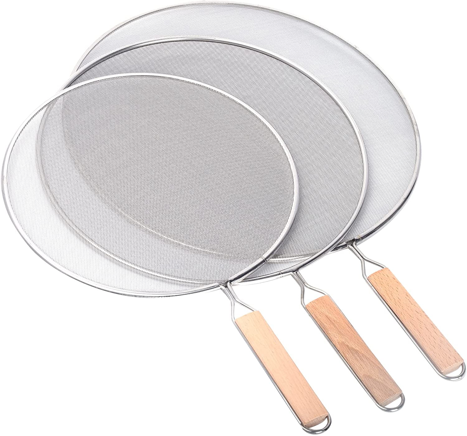 Fymlhomi 3 Pieces Grease Splatter Screen for Frying Pan, Splatter Guard Mesh Stainless Steel Grease Guard Shield for Kitchen Frying Pan Cooking Supplies Set of 9.8