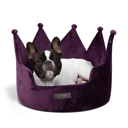 NANDOG Pet Gear Crown Cozy Round Dog and Cat Bed Collection Washable Indoor Pet Bed for Small Breeds -Soft Bed Fits in Crate or Kennel - Made of Ultra Soft Micro-Plush Material (Royal Gray Prive 18