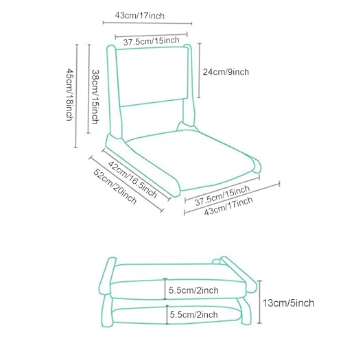 Tatami Floor Chair,Japanese Style Legless Meditation Floor Chair Portable Foldable Lazy Backrest Chair, Accent Furniture Chair Lazy Sofa for Bay Window Reading(52x43x45cm(20x17x18inch), 14)