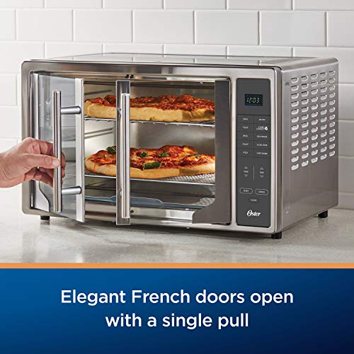 Oster Air Fryer Oven 10-in-1 Countertop Toaster Large Enough for 2 Pizzas Stainless Steel French Doors XL Sized