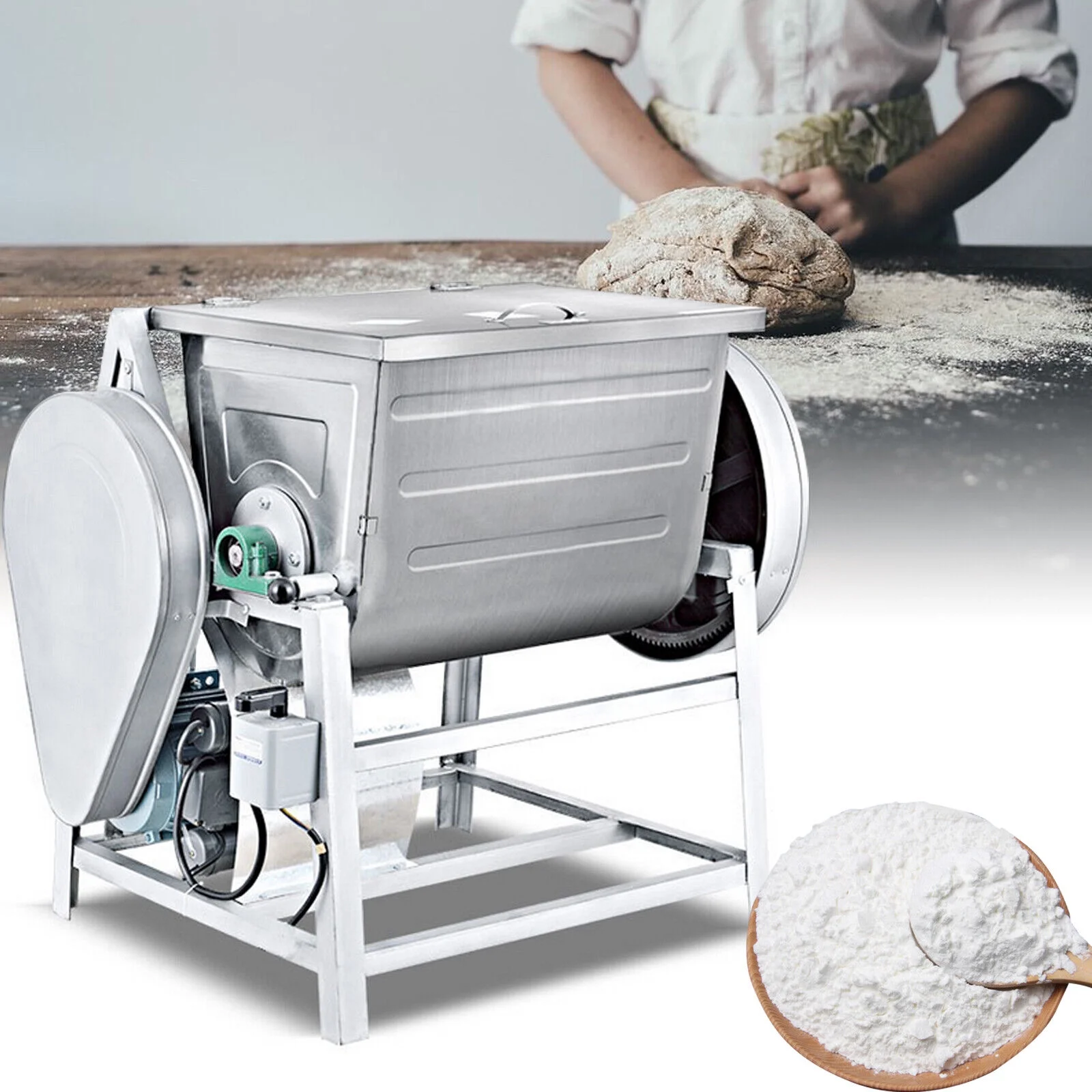 ZhdnBhnos 30QT 15KG Commercial Electric Dough Mixer Dough Mixing Kneading Machine Kitchen Equipment Heavy Duty 110V