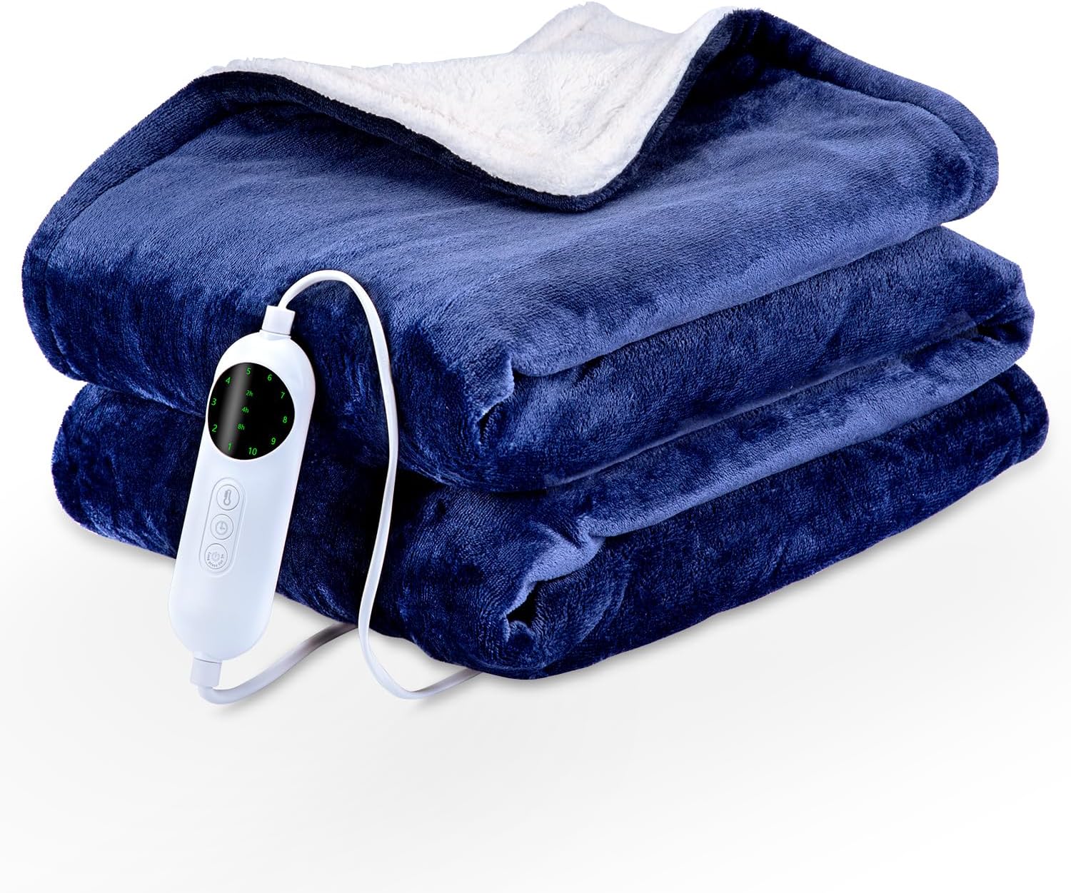 LP Electric Heated Blanket, Machine Washable Heating Blankets Throw, 50” x 60” Extremely Cozy-Warm Flannel Fast Heating with Hand Controller, 10 Heating Level Overheating Protection 8H Timer Blue