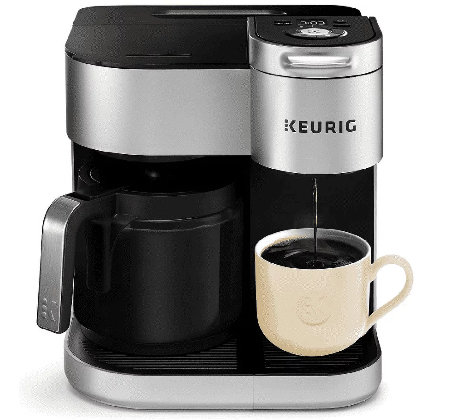 Keurig K-Duo Special Edition Coffee Maker, Single Serve and 12-Cup Drip Coffee Brewer, Compatible with K-Cup Pods and Ground Coffee, Silver