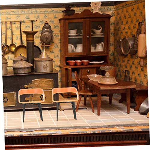 Toddmomy 4pcs Mini Simulation Chair Fairy Garden Furniture Fairy Chair Scene Model Dining Table Accessories Miniature Furniture Accessories Miniature Scene Model Plastic Old Fashioned House