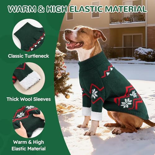 WINGOIN Dog Sweater for Large Dogs, XXL Size Dog Christmas Sweaters, Male Female Knit Dogs Turtleneck Pullover with Leash Hole, Pet Warm Winter Clothes for Girl Boy Border Collie, Pitbull (2XL)