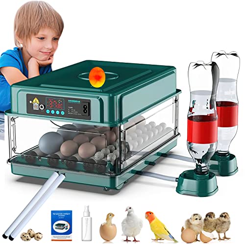 Egg Automatic Incubator 24-60 Eggs Automatic Intelligent Incubators for Hatching Eggs,Poultry Hatching Machine for Chicken Duck Goose Quail Bird Pigeon (24EGGD)