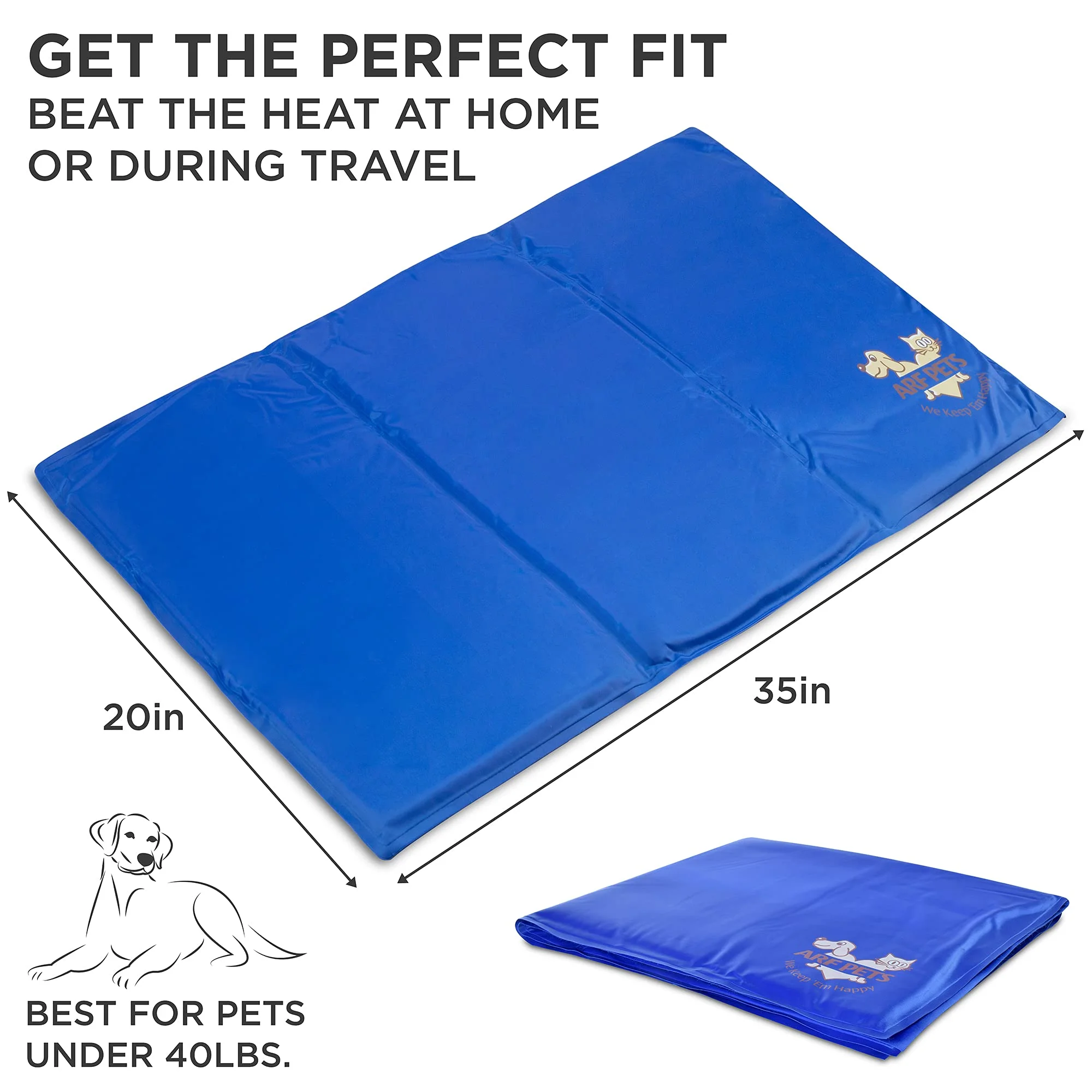 Arf Pets Small Cooling Mat for Dogs, Cats and Rabbits, Blue Cooling Gel Pet Bed