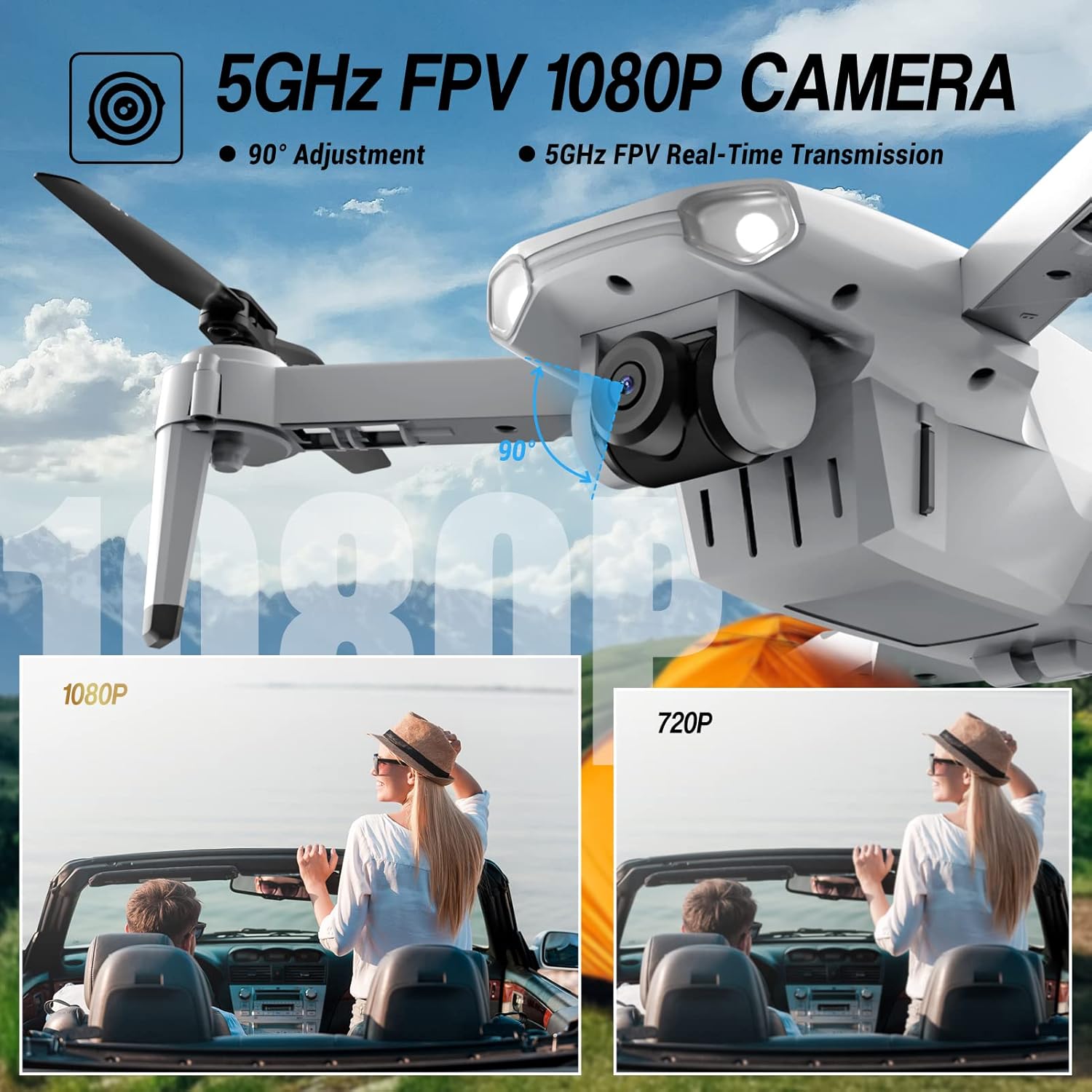 Drone with Camera for Adults, Patikuin S300 HD 1080P FPV Drones for Adults Kids, Foldable RC Quadcopter Drone for Beginners with 5GHz FPV Transmission, TF Card Slot, Gesture Control, Gravity Sensor, Altitude Hold, 3D Flip, Trajectory Flight, 2 Batter