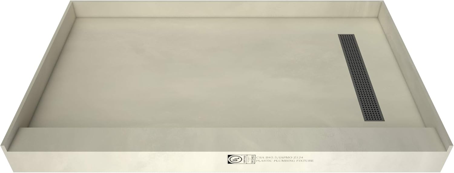 Tile Redi USA RT3660R-PVC-BN3 Trench Shower Pan, 60