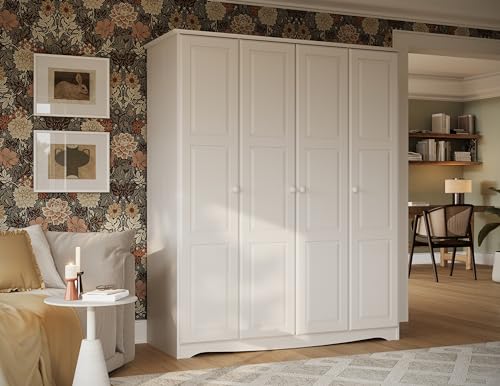 Palace Imports 100% Solid Wood Regal Wardrobe Armoire w/Mirrored Doors & Clothing Rods, Black, 60.25