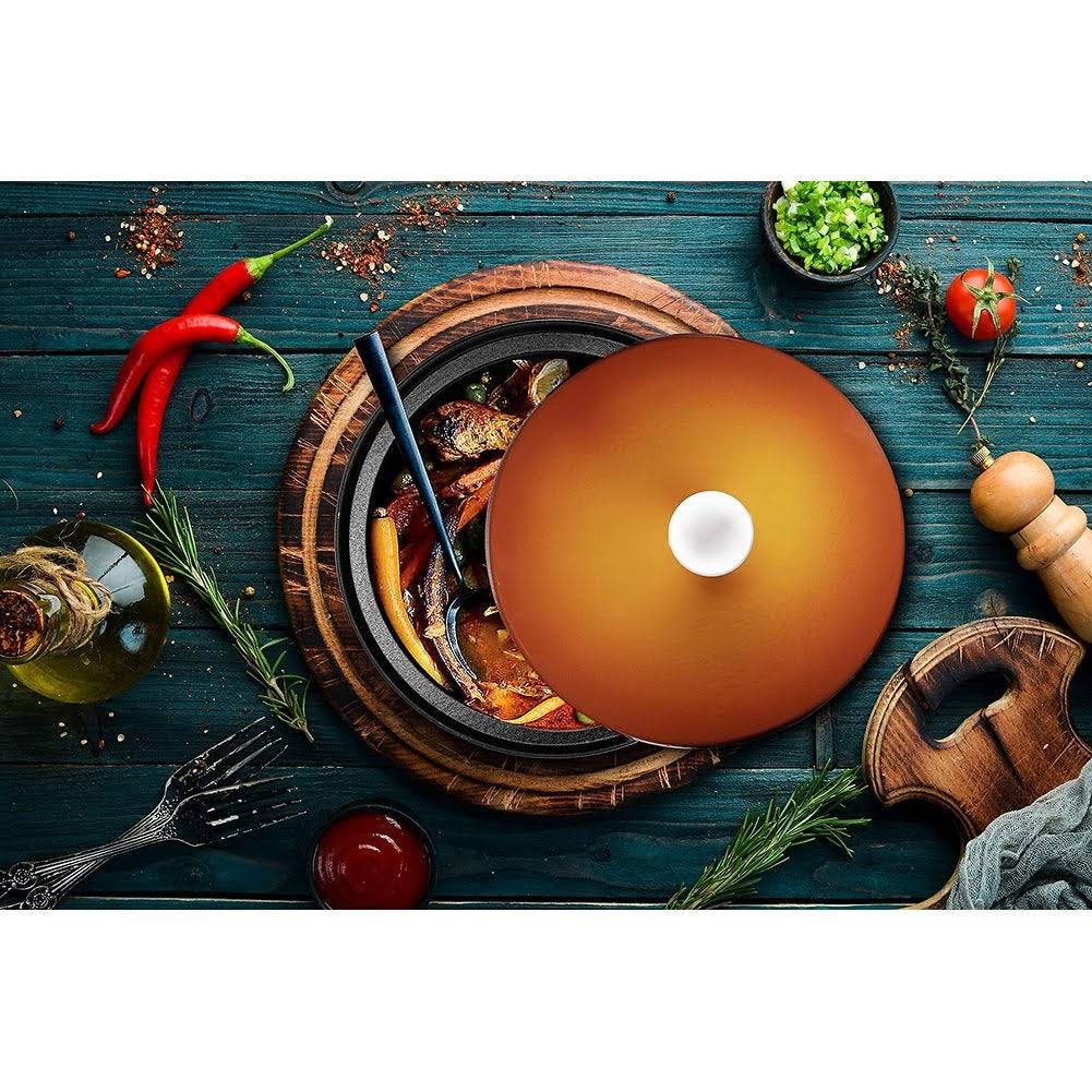 Cast Iron Moroccan Tagine Pot, Enameled Fire Red, 4 Quart, by Bruntmor