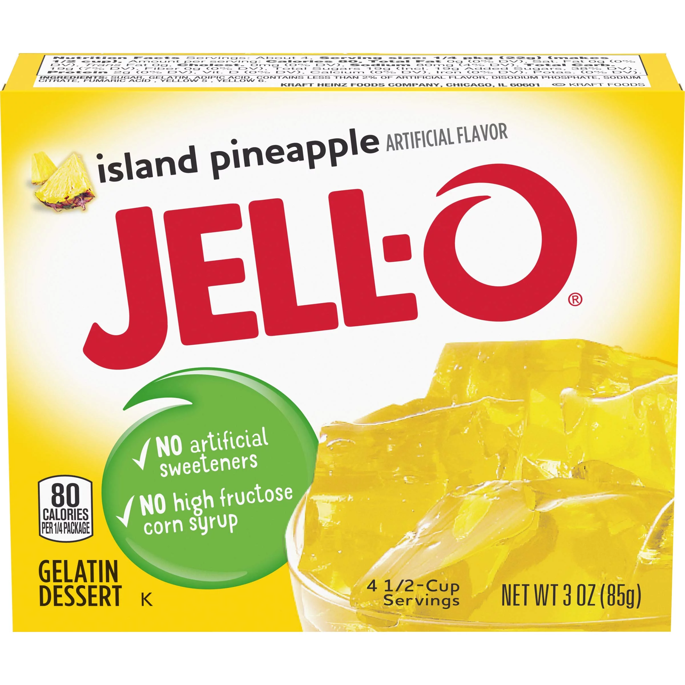 Jell-O Island Pineapple Gelatin Mix (3 Oz Boxes, Pack Of 6)