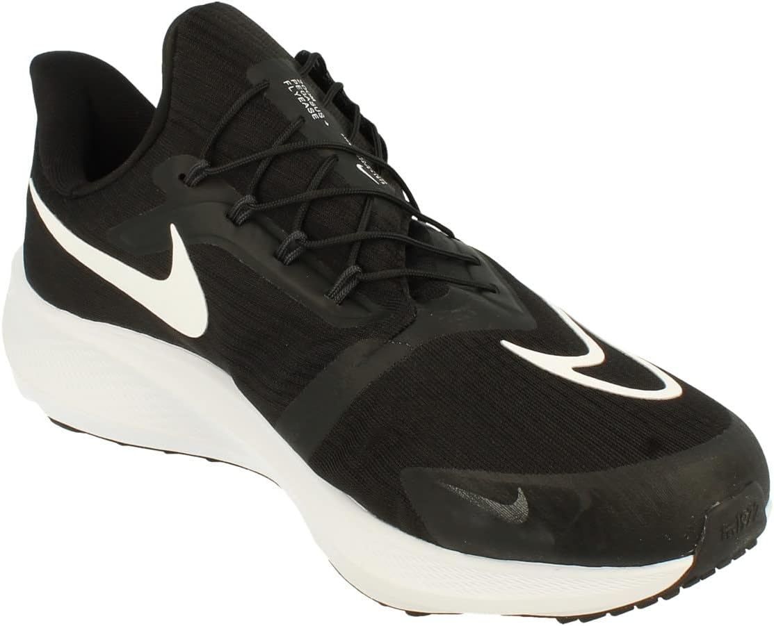 Nike Air Zoom Pegasus Flyease 4E Mens Running Trainers DJ7382 Sneakers Shoes (UK 11.5 US 12.5 EU 47, Black White Dark Smoke Grey 001)