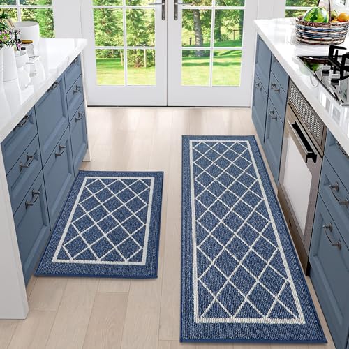 BEQHAUSE-Non-Slip-Kitchen-Mats-for-Floor [2PCS] Red Kitchen Rugs Machine Washable Kitchen Runner Polypropylene Kitchen Floor Mat with TPR Backing 24x35inch/24x60inch