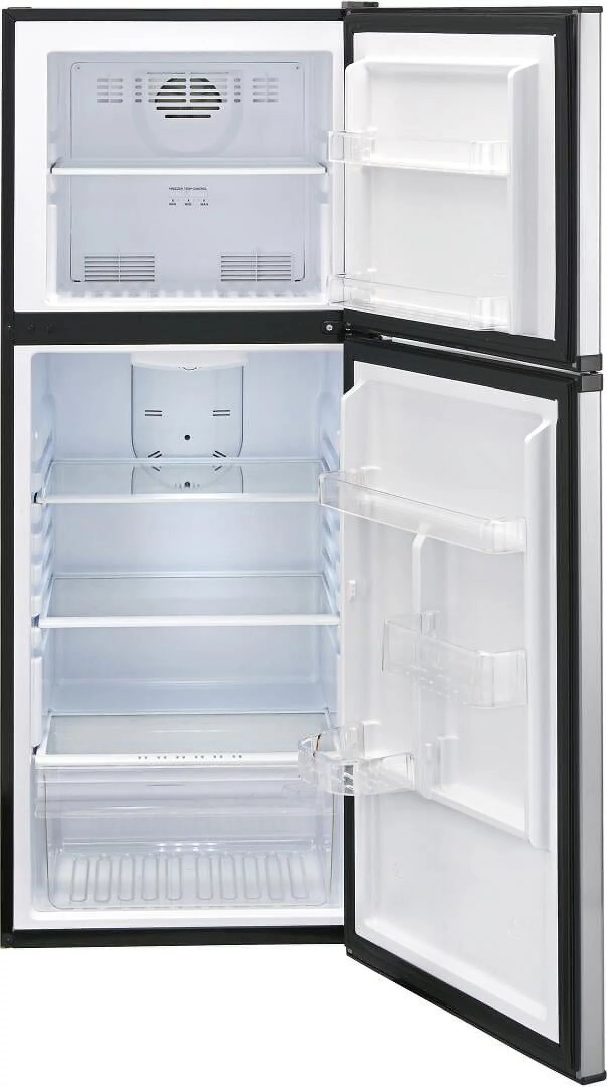 Haier HA10TG21SS 24 Top Freezer Refrigerator with 9.8 cu. ft. Total Capacity Frost-Free and Glass Shelves in Stainless