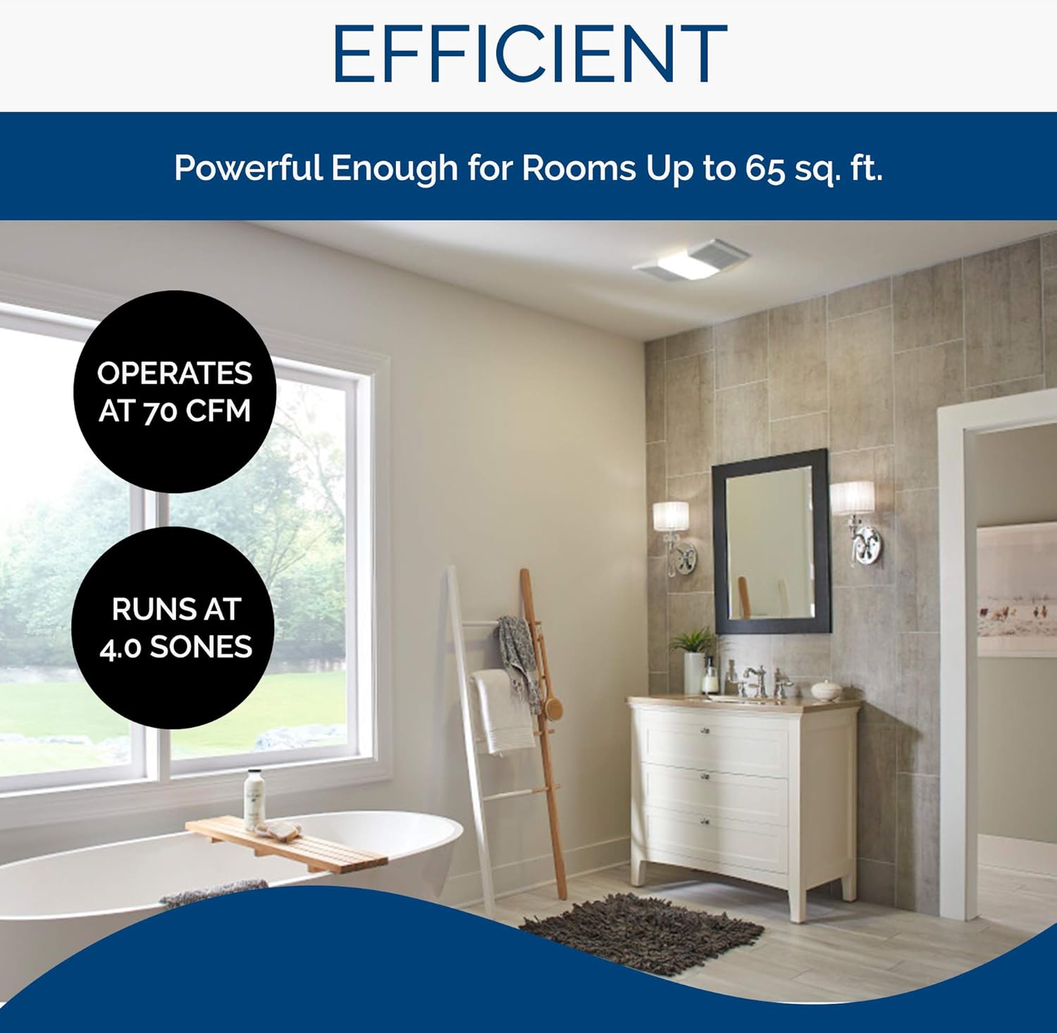 Broan-Nutone 668RP Ceiling Bathroom Exhaust Fan and Light Combo, 100-Watt Incandescent Lighting, 4.0 Sones, 70 CFM , White