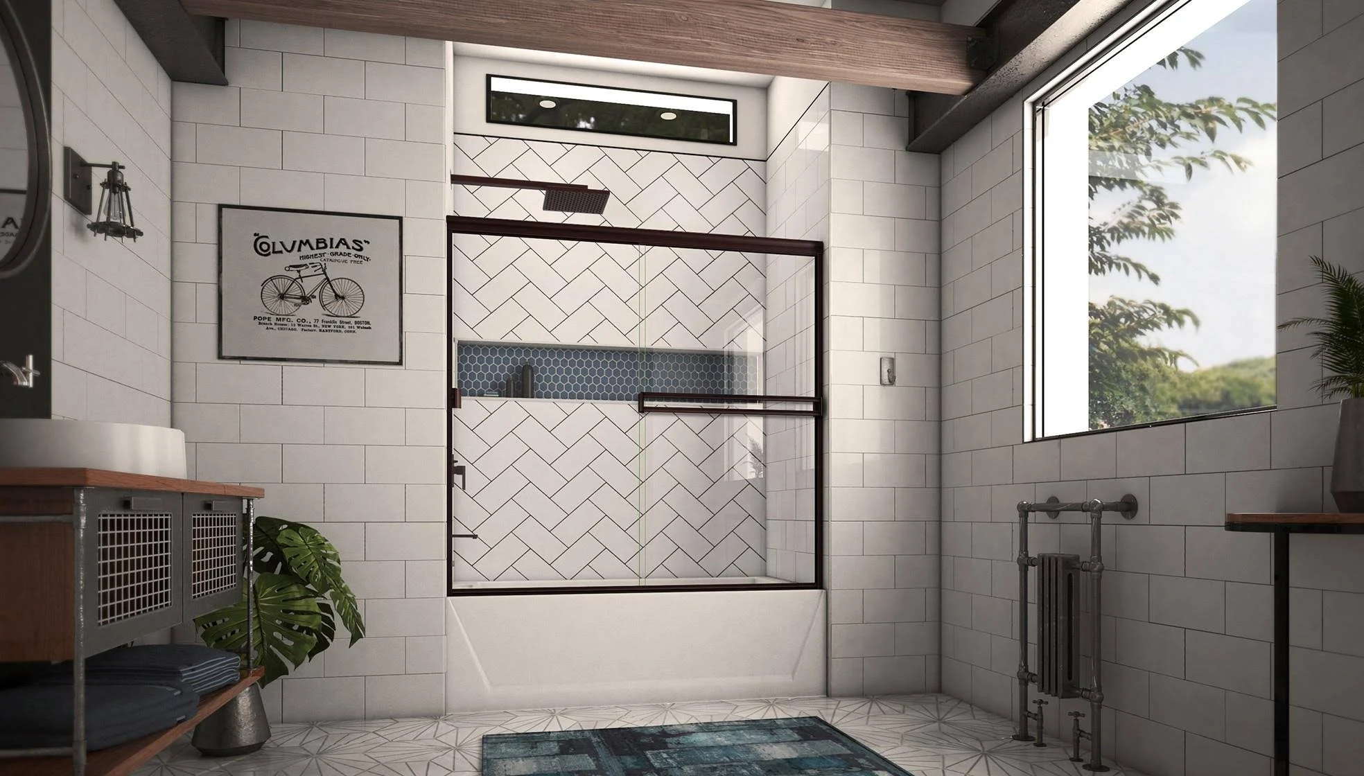 Arizona Shower Door Traditional 52-in to 56-in Frameless Oil-Rubbed Bronze Sliding Shower Door