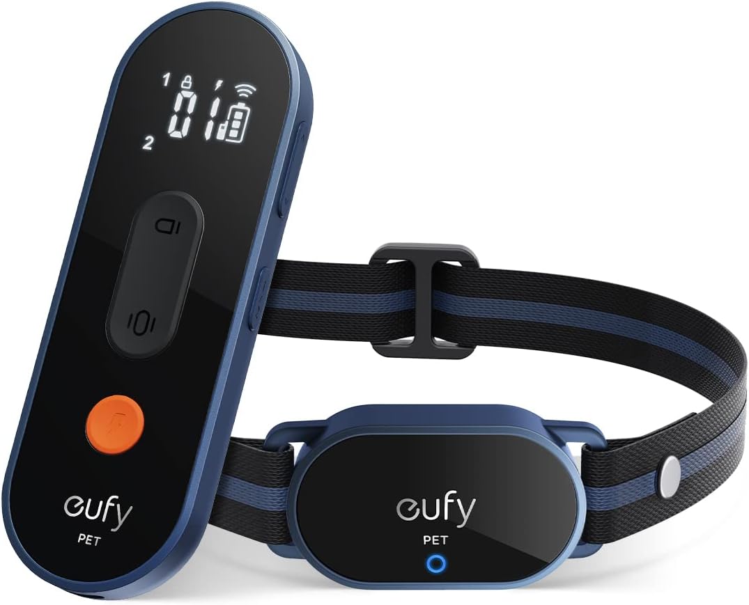 eufy Pet Dog Training Collar, Rechargeable and Adjustable Training Collar with Remote, 3 Safe Training Modes, Soft Silicone Connectors, Safety Lock Switch, IPX7 Waterproof, Large Remote Range Pack of 2
