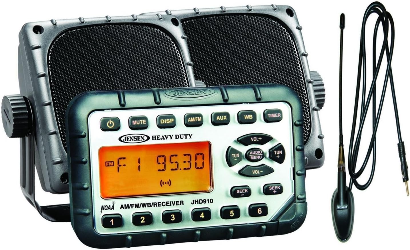 Jensen JHD910PKG Package - Includes JHD910 Waterproof Mini AM/FM/WB/Stereo, Pair of 3.5