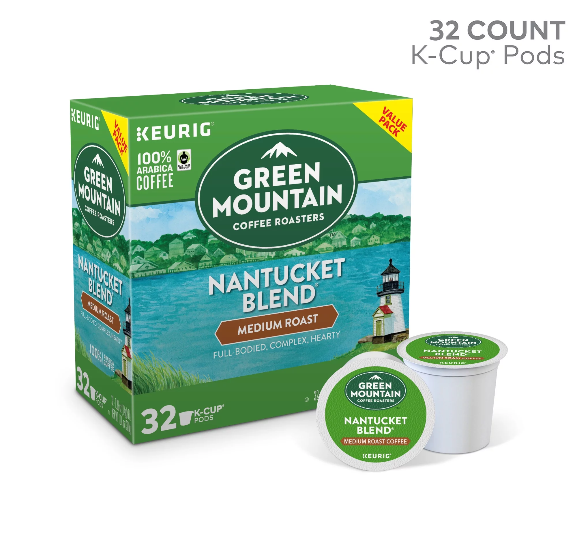 Green Mountain Coffee Nantucket Blend K-Cup Pods, Medium Roast, 32 Count for Keurig Brewers