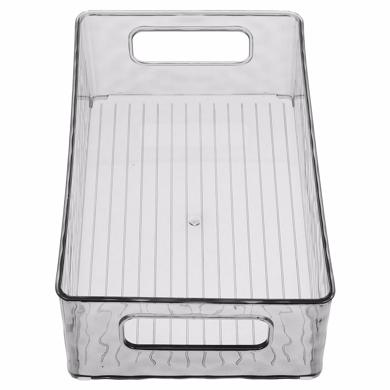 Transparent Long Plastic Storage Box for Refrigerator and Freezer Stackable Clear Organizer Bins for Kitchen and Pantry Grey