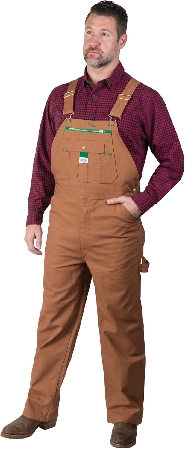 Liberty Men's Duck Bib Overall, Pecan, 38x32